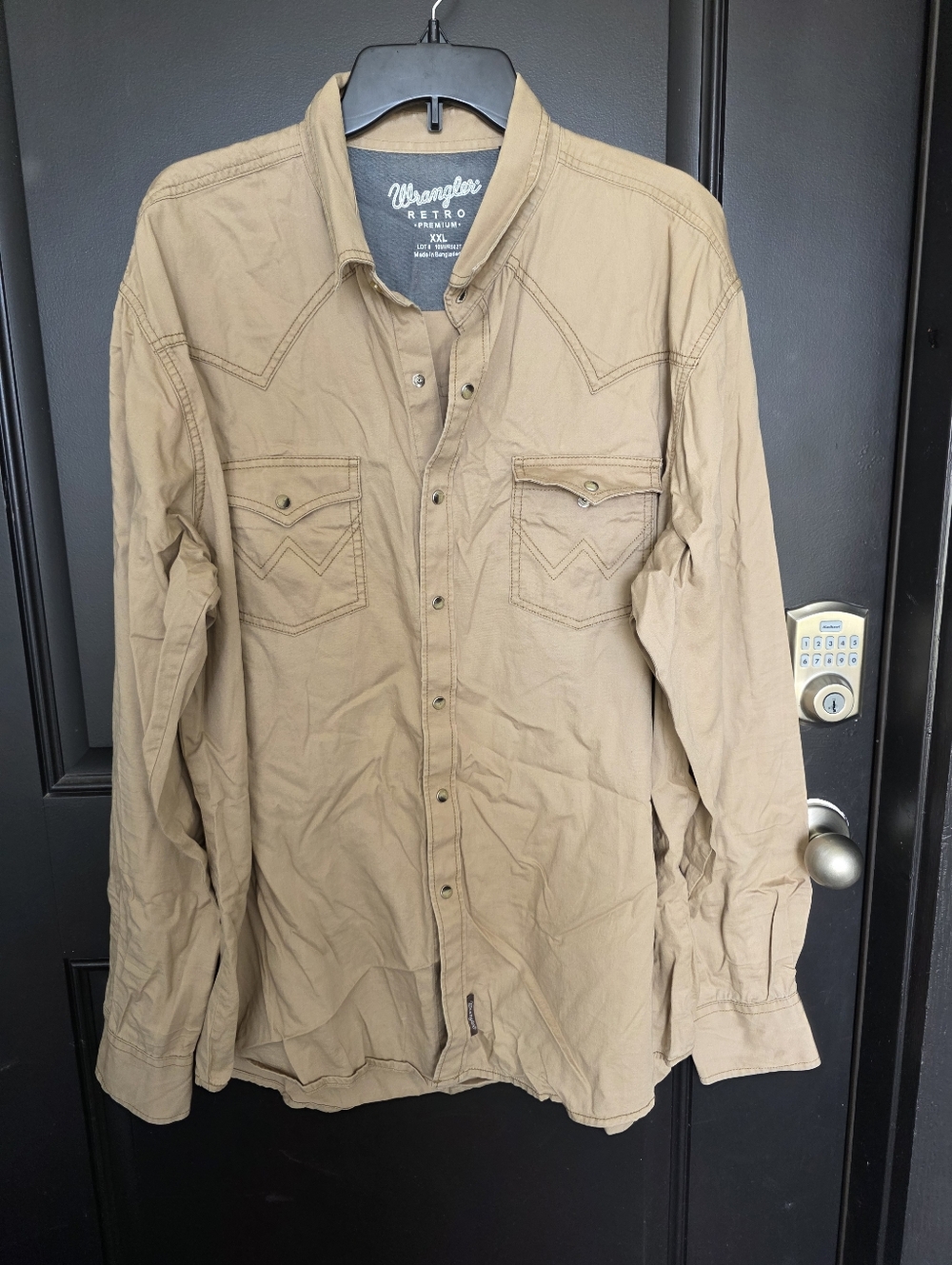 Wrangler Retro Premium Western Shirt XXL Tan Snap Button Cowboy Long Sleeve Y2k